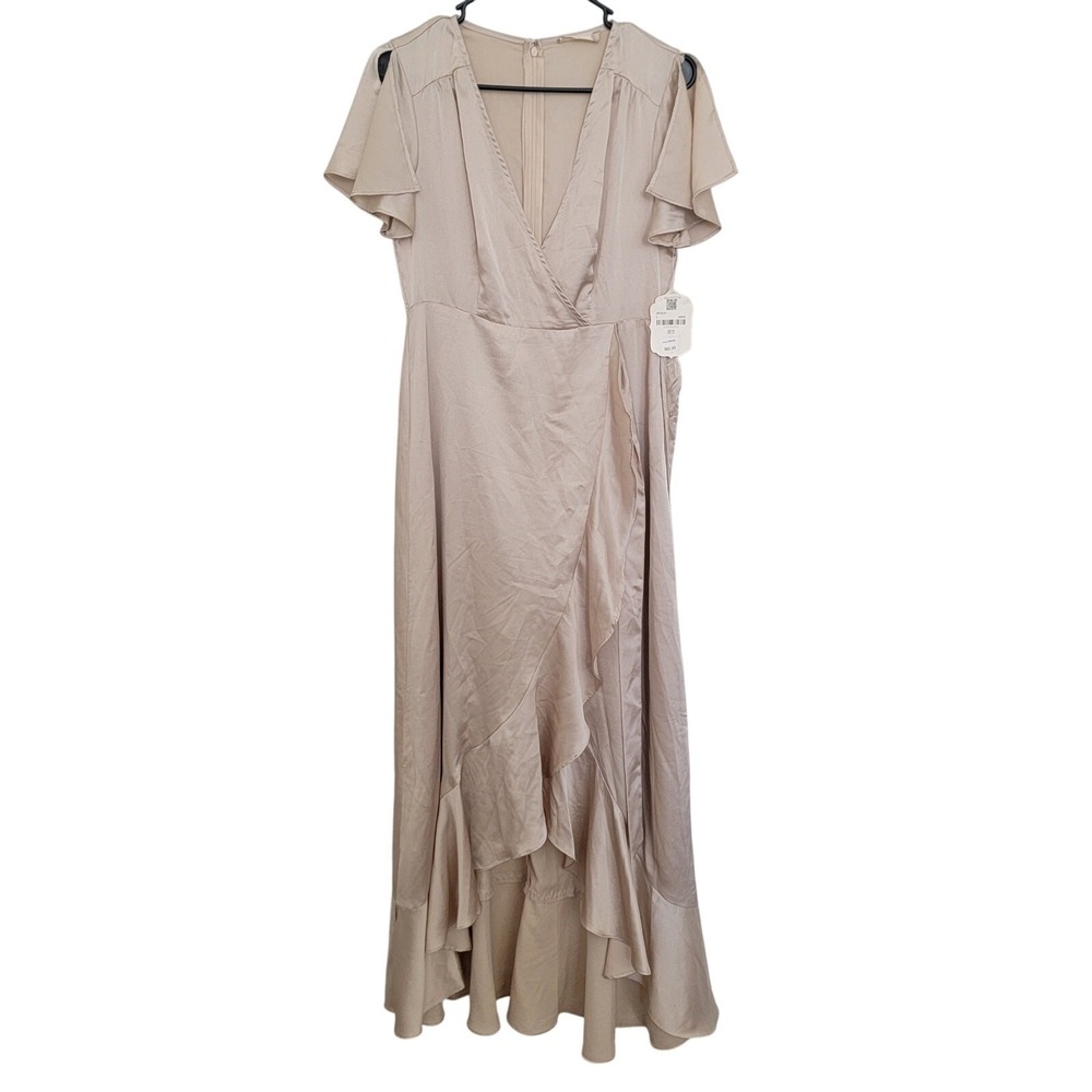 NEW Altar'd State Champagne Medium Maxi Bridesmaid‎ Cocktail Party Dress V-neck